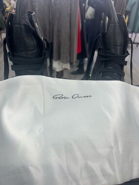 Rick Owens Black High-Top Leather Lace-Up Boots